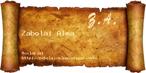 Zabolai Alma névjegykártya